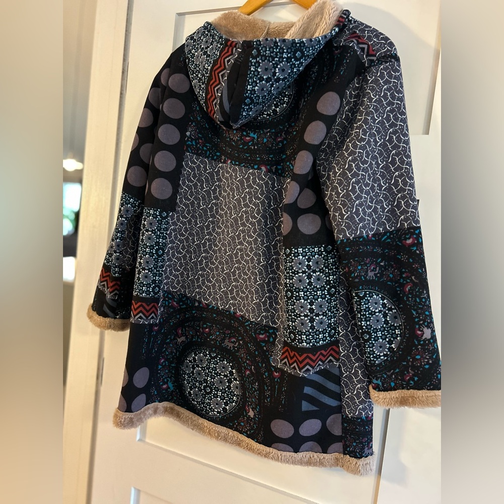 Plush Patchwork Overcoat - image 2